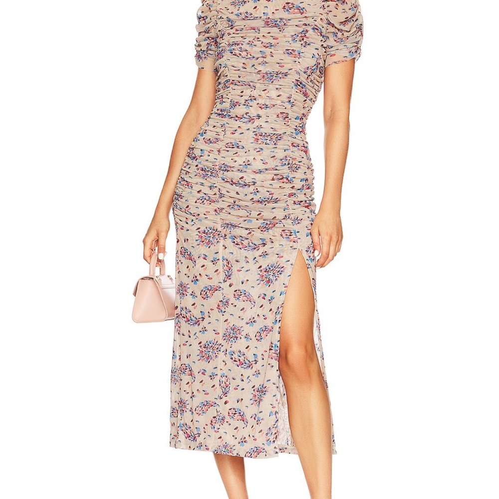 Floral Print Beige Dress
